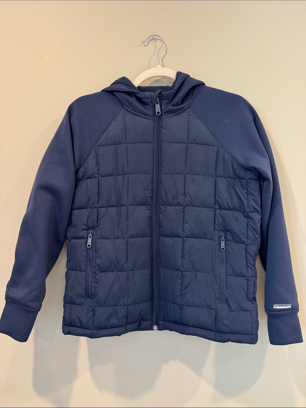 Abercrombie & Fitch Navy Quilted Hooded Puffer Jacket